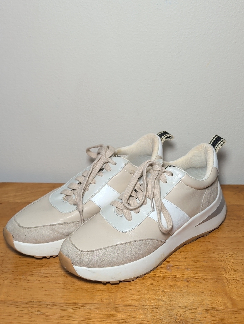 ShuShop Serafina Sneakers Beige + Silver Colorway Comfy Casual Women's Size 8